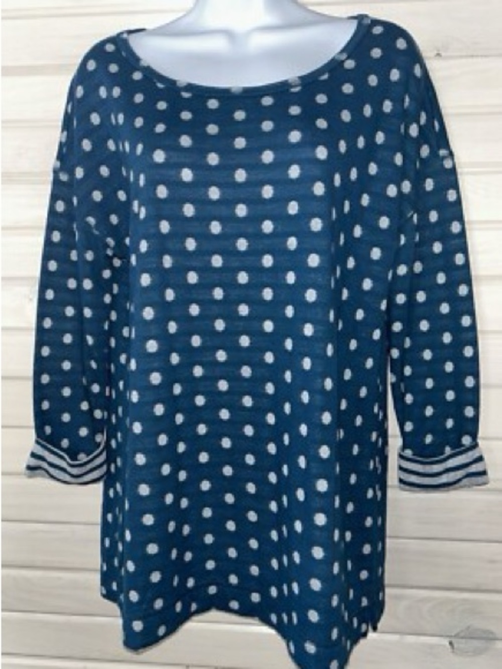 TALBOTS - Petite -  Blue Polka Dot Tunic Top